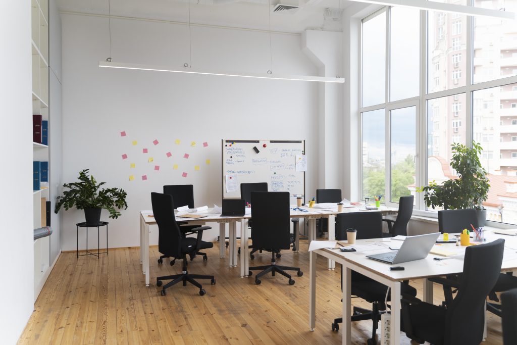 Open plan office space fitted out by GTD Construction in Auckland