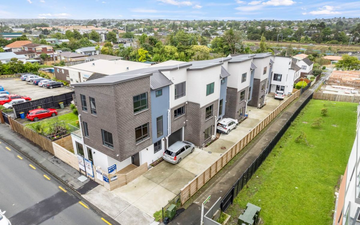 Aerial view of a GTD Construction development in Glen Innes, Auckland